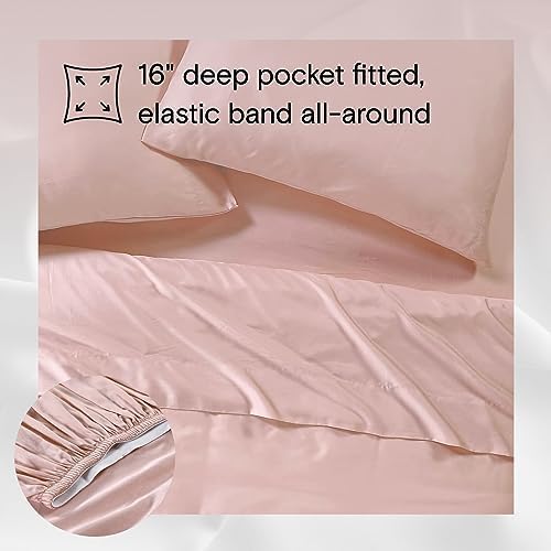 Sijo AiryWeight Tencel Sheet Set, 100% Lyocell Derived from Eucalyptus, Buttery Soft, Architectural Digest Best Cooling Sheets Winner - 2pc - 1 Pillowcase 1 Fitted (Blush, Twin)