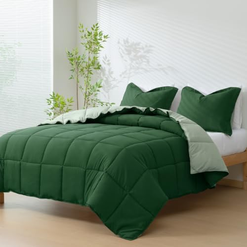 HIG 3pc Green Full Size Bedding Comforter Set Duvet Insert Blanket