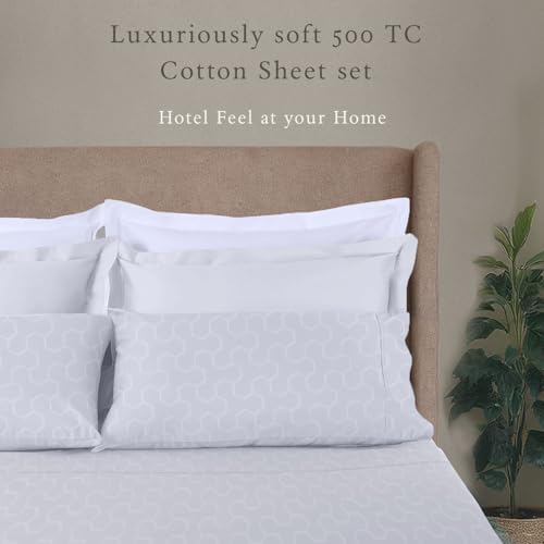 Threadmill 500 Thread Count Cotton Full Sheet Set, Jacquard, White, 4-Piece