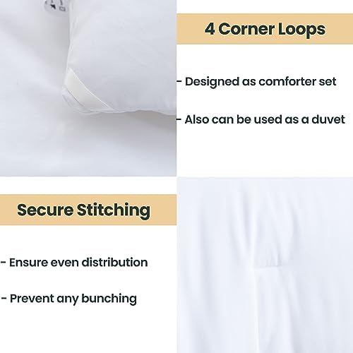 Paxrac Classic Pure White California King Comforter, 3 Pieces Oversized King Comforter Set, Lightweight Solid Bedding Set, All Seasons Soft Cal King Comforter Set (104x96In Comforter & 2 Pillowcases)