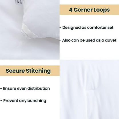 Paxrac Classic Pure White California King Comforter, 3 Pieces Oversized King Comforter Set, Lightweight Solid Bedding Set, All Seasons Soft Cal King Comforter Set (104x96In Comforter & 2 Pillowcases)
