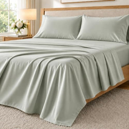 California King Sheet Sets, 400 Thread Count Cotton Bed Sheets - Mineral