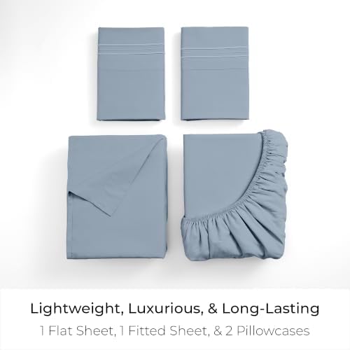 Mellanni Iconic 4-Piece, Ultra Soft Sheet Set (King, Blue Hydrangea)