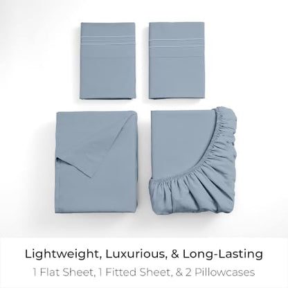 Mellanni Iconic 4-Piece, Ultra Soft Sheet Set (Full, Blue Hydrangea)