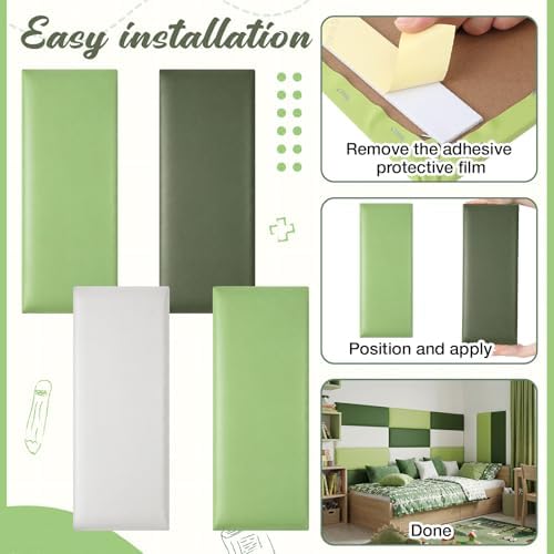 Hahafelt 8 Pack Wall Padding Headboard 19.69" x 7.87" x 1.18" Fresh Green