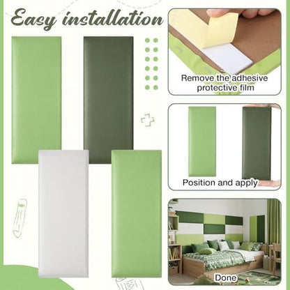 Hahafelt 8 Pack Wall Padding Headboard 19.69" x 7.87" x 1.18" Fresh Green
