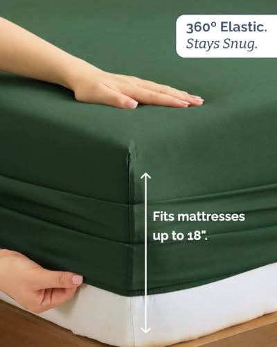 100% Rayon Derived from Bamboo Sheets - Split Head King - Emerald Green