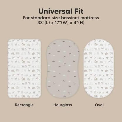 2pk Organic Baby Bassinet Sheets Boys, Girls, Fitted Sheet (Savannah)
