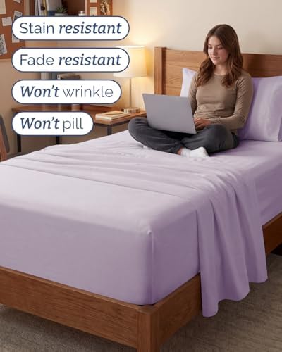 Extra Deep Twin XL Sheet Set - 3 Piece College Dorm Room - Light Lavender