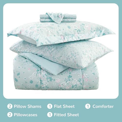 Viviland Kids Full Bedding Sets, Girls Comforter, Green Butterfly