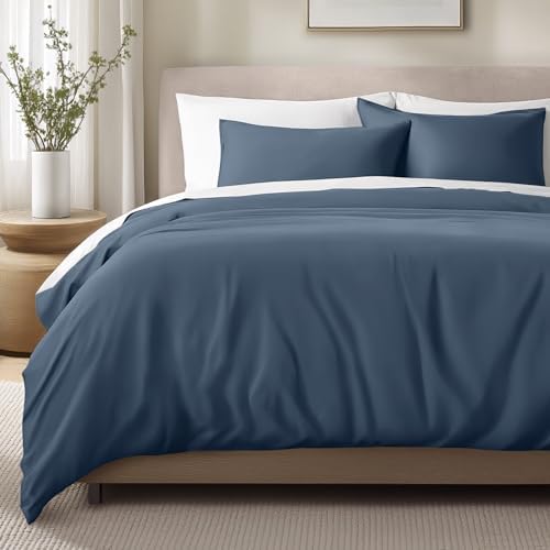 Bare Home 100% Organic Sateen Duvet Cover Set (Twin/Twin XL, Bering Sea)