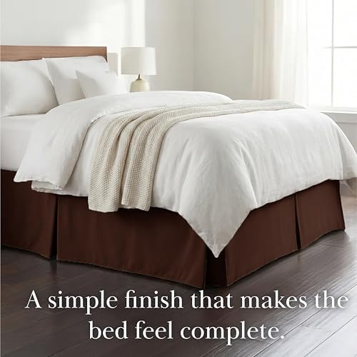 Southshore Fine Living Queen Bed Skirt 14 Inch Drop Soft Pleated Brown