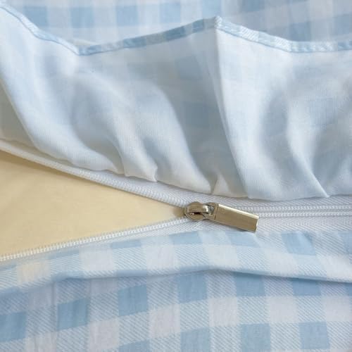 NSNLGSGC Light Blue Gingham Ruffle King Duvet Cover