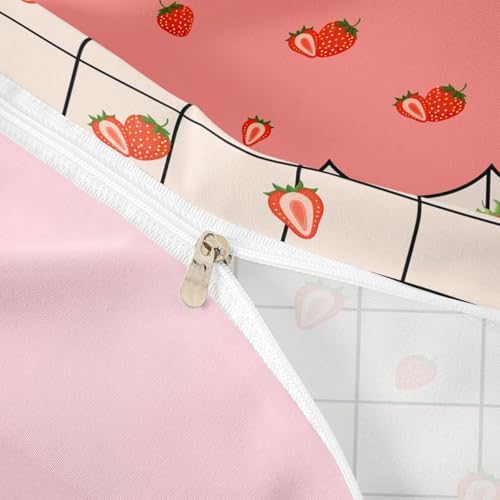 Erosebridal Kawaii Room Decor Duvet Cover for Boys Kids Girls Strawberry Comforter Cover Ultra Soft Bedding Set Cute Fruit Strawberry Bedding,1 Duvet Cover + 2 Pillowcases,Queen