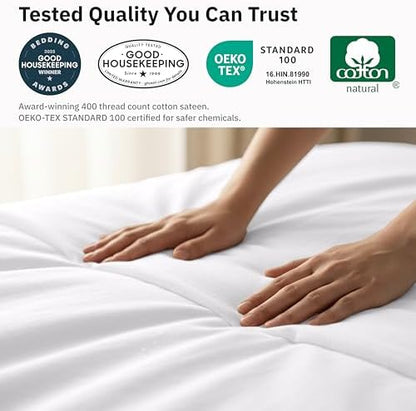 California Design Den 100% Cotton Sateen Full/Queen Duvet Cover Set, White