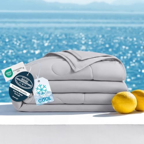 Breescape Cooling Comforter Blanket - BlendTek Q-Max>0.46 Tech, Cooling Blanket for Hot Sleepers & Night Sweats Relief, Breathable Lightweight Summer Bedding, King/Cali King 106x96 in, Misty Gray