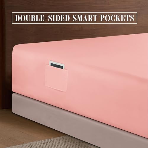 Elegant Comfort 1500 Premium Hotel Quality 18-24 Inches Deep - Extra Deep Pocket Single Fitted Sheet for High Mattress, Luxury and Softest, Smart Pocket - Wrinkle Free, King, Dusty Rose