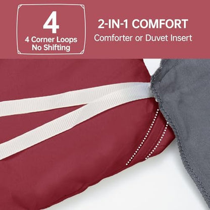 MUXHOMO Twin/Twin XL Comforter Set, All Season Ultra Soft Down Alternative Bedding - 3 Piece Lightweight Bed Set Includes 1 Comforter (68"x88") and 1 Pillow Shams (20"x26"), Burgundy Red