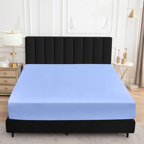 Sufdari Full Size Mattress Protector,Waterproof Mattress Protector,Fitted Sheet Style Mattress Cover with 18" Deep Pocket,Washable and Comfortable-Blue,Full