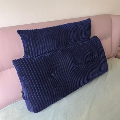 Headboard Pillow Twin, Headboard Wedge Pillow with A Long Neck Roll Pillow Body Pillow, Triangle Pillow Wedge for Reading, Working, Bed Wedge Pillow for Headboard (Blue, Twin)
