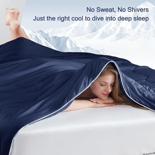 Vielit Cooling Comforter King Size for Hot Sleepers & Night Sweats, Luxury Lightweight Cooling Blanket, Soft Dual-Sided Breathable Summer Comforter,Q-Max>0.425,Machinewashable,90x106,Nightblue