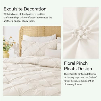 BEDELITE Queen Comforter Set Cream White,Lightweight & Soft Comforter