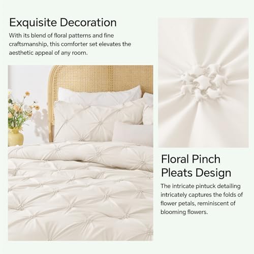 BEDELITE King Comforter Set Cream White,Lightweight & Soft Comforter