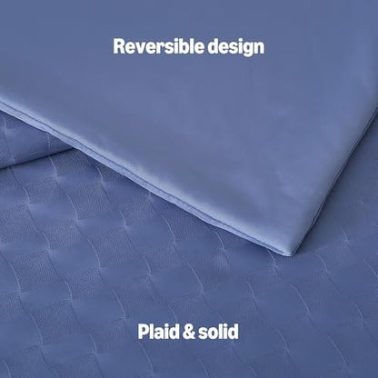 Amazon Basics Cooling Comforter, Soft Lightweight Waffle Weave Blanket for Hot Sleepers, Summer & All Season Bedding to Keep Cool for Night Sweats, 106"x90", King, Blue