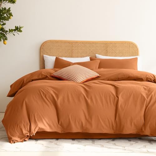 Ventidora Duvet Cover Set Washed Cotton Linen-Like Texture 3 Piece Bedding Set Oversized King Size, Corner Ties(1 Duvet Cover+2 Pillowcases)