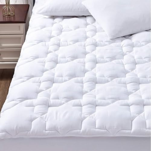 CozyLux King Mattress Pad, Cotton Top, 450 GSM Down Alternative Fill