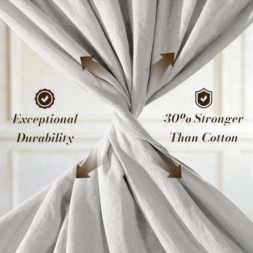 SONORO KATE 100% French Linen Queen Size Sheets Set,Natural Flax Bedding
