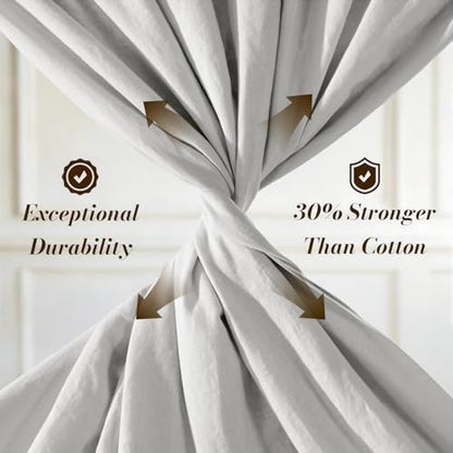 SONORO KATE 100% French Linen King Size Sheets Set,Natural Flax Bedding