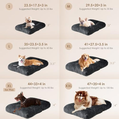 EHEYCIGA Fluffy Dog Crate Bed, Plush Extra Large Plus Dog Pillow, Dark Grey
