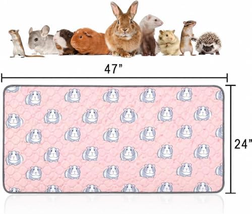 2 pcs Guinea Pig Cage Liners - Washable Guinea Pig Pee Pads, Waterproof Reusable & Anti Slip Guinea Pig Bedding Fast and Super Absorbent Pee Pad for Small Animals Rabbit Hamster Rat (2)