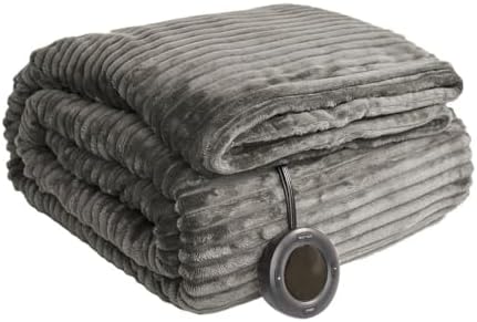 Heated Blanket Full Size, 6 Heat Levels Electric Blanket, Grey