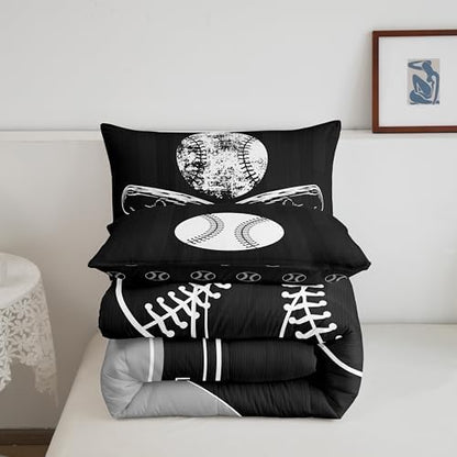 Erosebridal Kids Sports Queen Bedding Sets - Baseball Comforter Set, Reversible Duvet Insert, Field Bedding Comforter