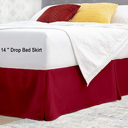 Premium Quality 800-TC Box Pleated 39x80 Twin XL Size Bed Skirt 14" Inch Drop Length with Split Corners 100% Egyptian Cotton Easy Fit Wrinkle Free & Fade Resistance