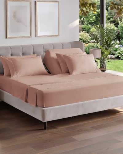 Flex Top Split Head King 6 Piece Sheet Set - Breathable & Cooling - Mauve
