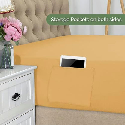 Elegant Comfort 1500 Premium Hotel Quality 18-21 Inches Deep - Extra Deep Pocket Single Fitted Sheet for High Mattress, Luxury and Softest, Smart Pocket - Wrinkle Free, Queen, Gold