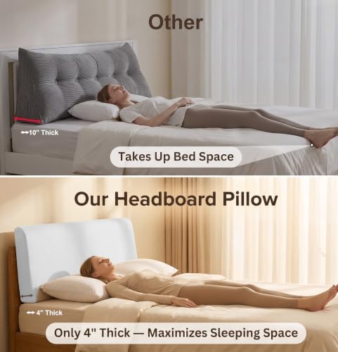 Headboard Pillow Queen Size Support Foam Wedge with Side Pockets and Straps