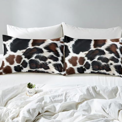 Cow Print Bedding Set for Adult Women - Black And White Highland Cow Print Comforter Set - King Size