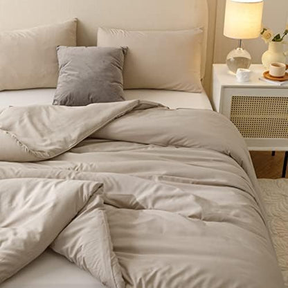 ROSGONIA Queen Comforter Set Oatmeal, 3pcs(1 Boho Oatmeal Comforter & 2 Pillowcases) All Season Soft Bedding Lightweight Bedspread Blanket Quilt (Pack of 5)