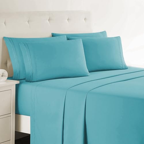 Clara Clark Full Sheets, 6 Piece Set - Hotel Luxury Bed Sheets, Super Soft Bedding Set, Full Size, Teal