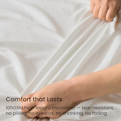 GOKOTTA 3 Piece Twin Sheet Set - Soft, Breathable & Cozy - Cream White