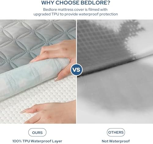 BEDLORE 2 Pack Waterproof Mattress Protector, Full Size Mattress Pad