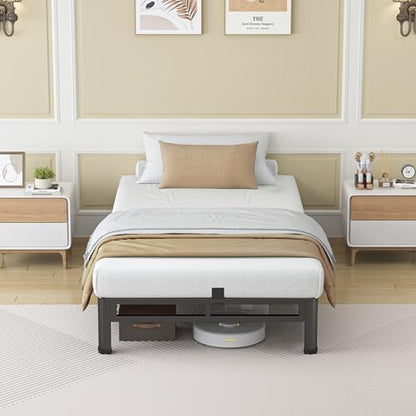 NKZ Metal Platform Bed Frame Twin Size, 7 Inch Dual-Layer Heavy Duty Base