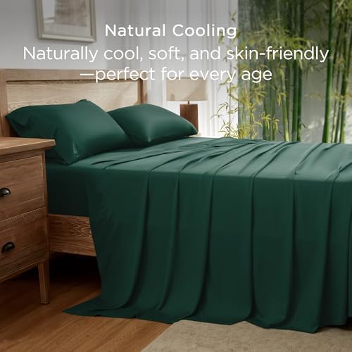 Andency Queen Sheets Set 100% Viscose Derived from Bamboo, Emerald Green