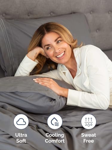 CGK Linens Extra Deep Twin Fitted Sheet - Fitted Sheet Only - Dark Grey