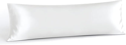 INFIIXSO Body Pillow Cover with Zipper, Luxury Mulberry Silk Body Pillow Case 20x54 Inches, Ultra Smooth and Soft Cooling Long Pillowcase, Gift for Women, Men(White)