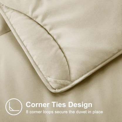 MEELUS Lightweight Comforter Cooling Beige, All Season Duvet Insert